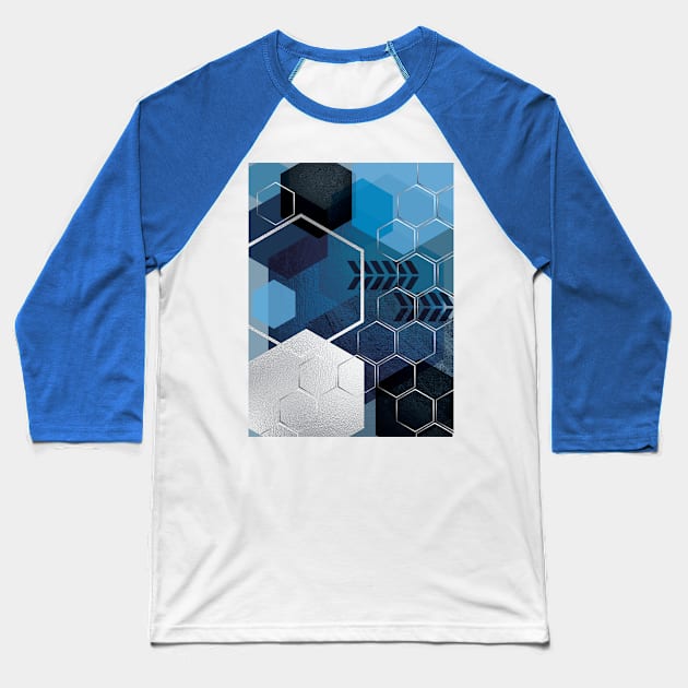 Blue GeoLuxe No. 3 Baseball T-Shirt by UrbanEpiphany